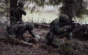 tymova-souhra-v-terenu--zatimco-cast-vojaku-zajistuje-prostor--psovod-pracuje-se-sluzebnim-psem-a-pripravuje-jej-na-dalsi-cinnost--foto-71--mpr